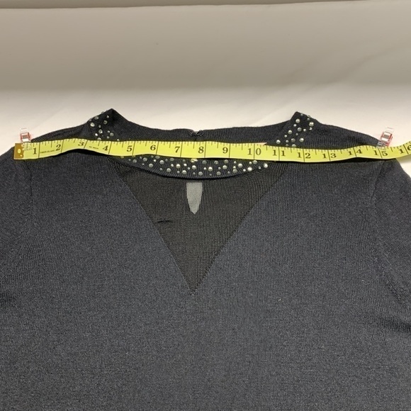 Belle Vere Notte Long Sleeve Bejeweled Crew Neck Wool Blend Dress Black Medium - Picture 9 of 12